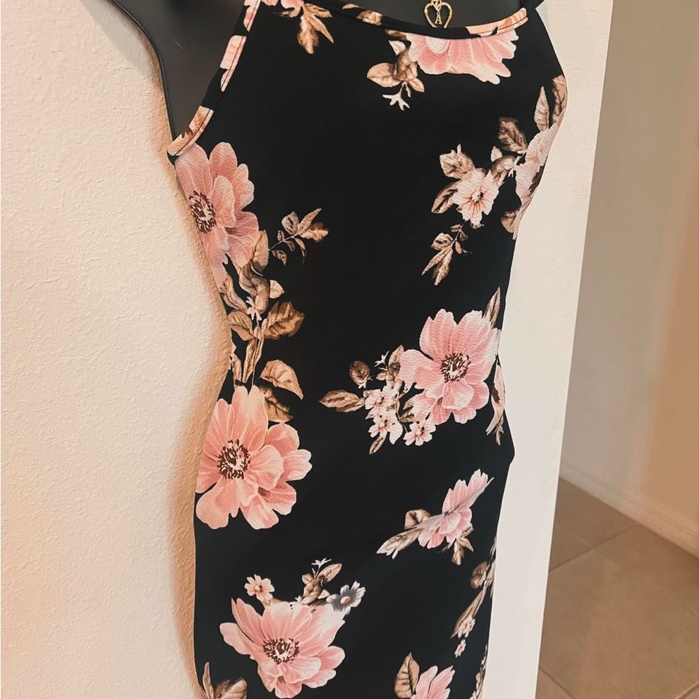 Floral Black and Pink Dress